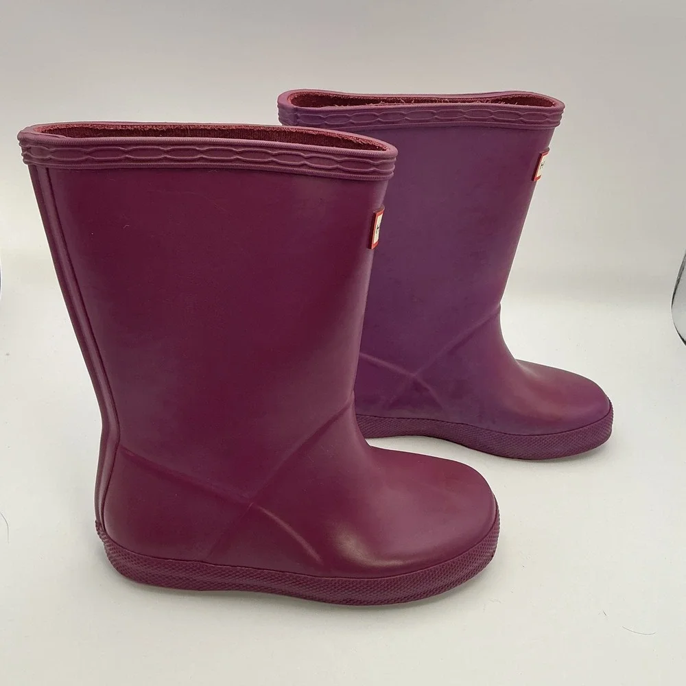 Hunter Kids Original First Gloss Purple Rain Boots US 10B 11G EU 27 KFT5003RGL